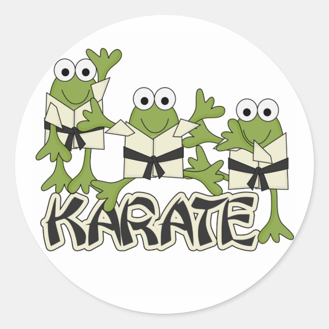 Karate Frogs Tshirts und Geschenke Runder Aufkleber (Vorderseite)