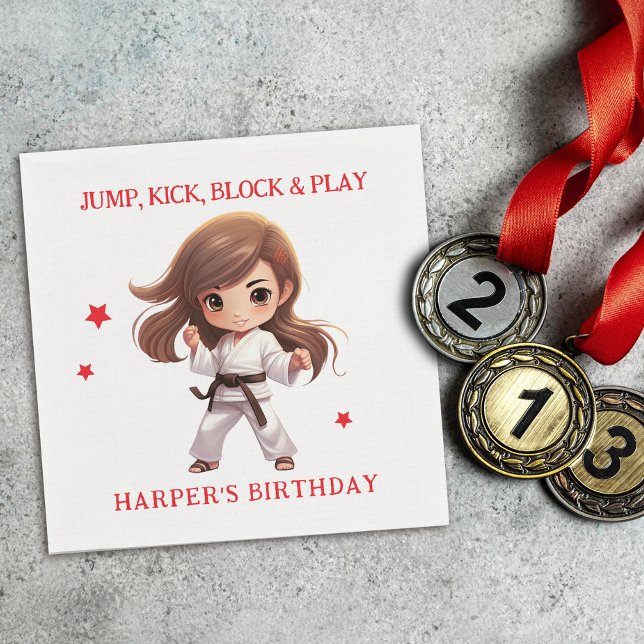 Karate-Geburtstagsparty Serviette (Sensei-approved Tableware!  Power-packed punch of fun with our martial arts paper napkins!)