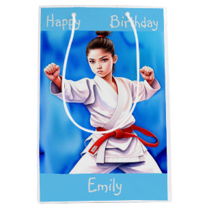 Karate Girl Birthday Mittlere Geschenktüte
