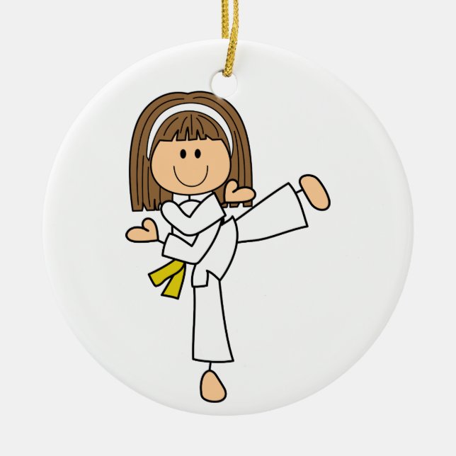 Karate Girl Keramik Ornament (Vorne)