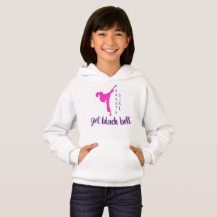 Karate Girl Pink Lila Black Belt Moderne Trendy Hoodie