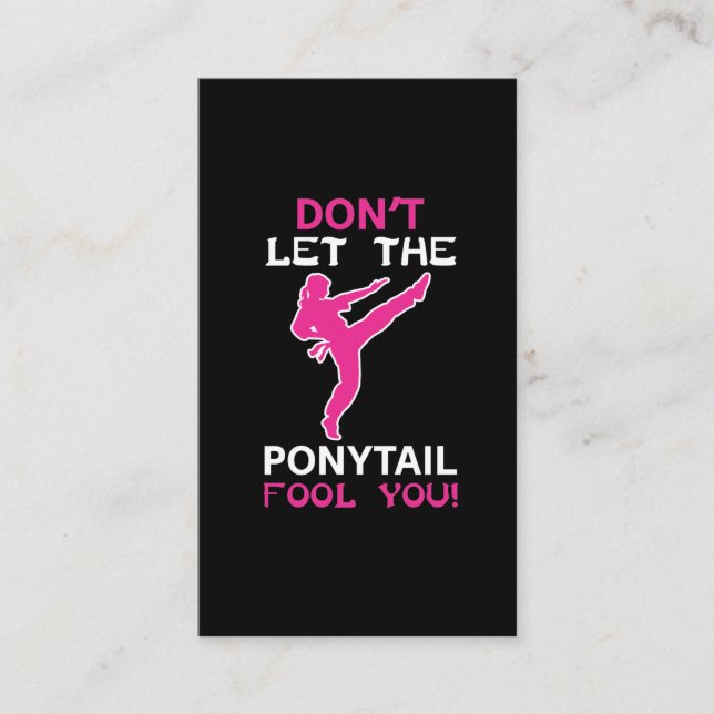 Karate Girl Ponytail Martial Arts Woman Visitenkarte (Vorderseite)