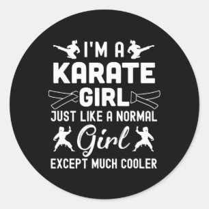 Karate Girls Design Art for Women Karate Bla Runder Aufkleber