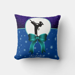 Karate Girls Glitzer und Bow Snowflake Kissen
