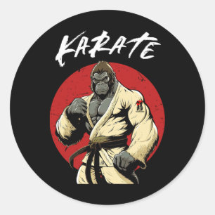 Karate Gorilla Karatek Runder Aufkleber