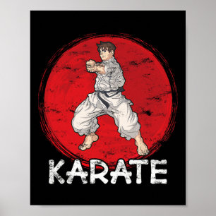 Karate Grunge entwirft einen Mann im Anime-Stil Poster