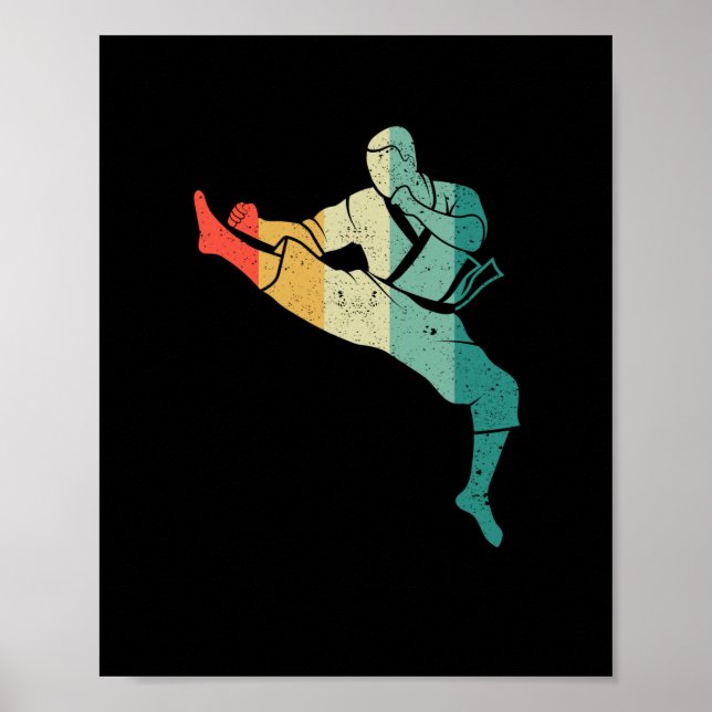 Karate Gürtel Silhouette Martial Arts Coach Fan Poster (Vorne)