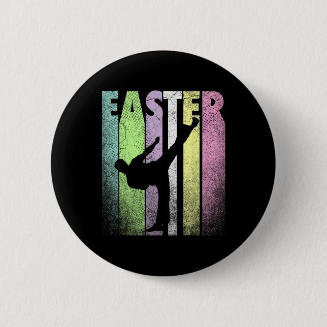 Karate Happy Oaster Funny Spring Fun Holiday Button (Vorderseite)