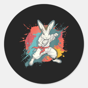 Karate-Hasen-Motiv Taekwondo Jiu-Jitsu MMA Süß Runder Aufkleber