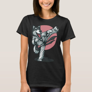 Karate Husky Alaskan Dog Pose Men Women Boy Girl T-Shirt