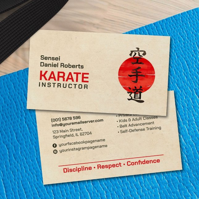 Karate-Instruktor - Japanisches Kanji und Sonnenst Visitenkarte (Von Creator hochgeladen)