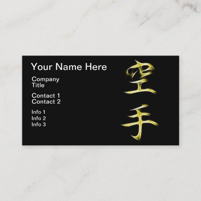 Karate-japanisches Kanji-Kalligraphie-Symbol Visitenkarte (Vorderseite)