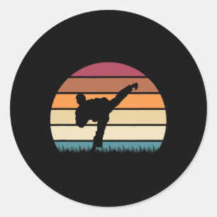 Karate Jujitsu Martial Arts Retro Boys Men Runder Aufkleber