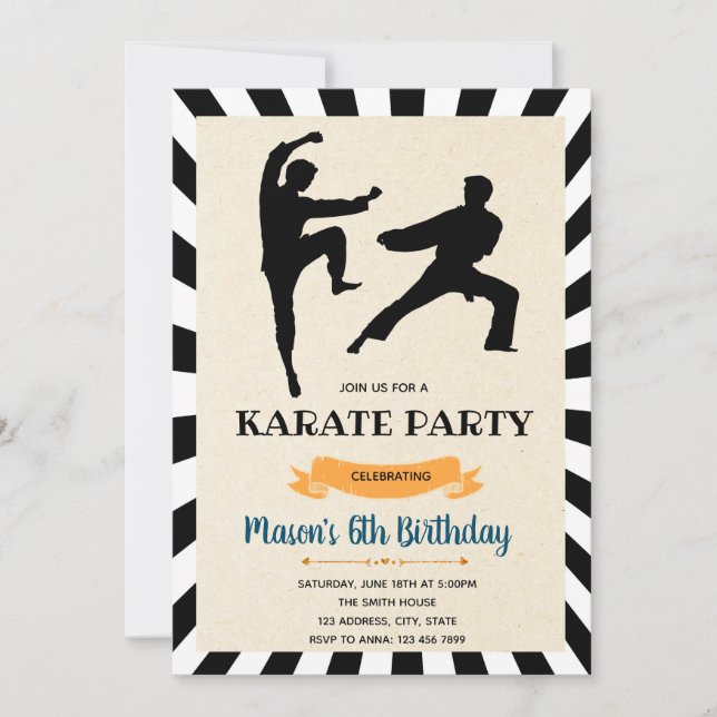 Karate-Jungen-Geburtstagskarte Einladung (Vorderseite)