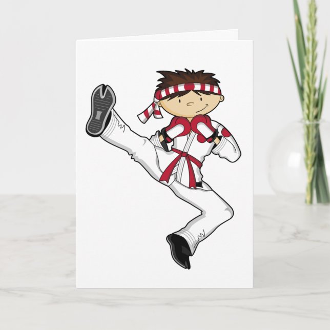 Karate-Jungen-Gruß-Karte Karte (Vorderseite)