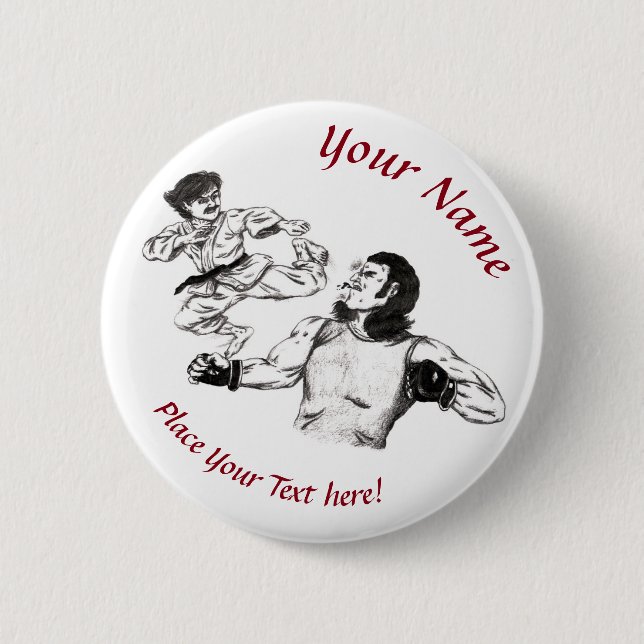 Karate-Kämpfer mit Stift für MIXED MARTIAL ARTS Button (Vorderseite)