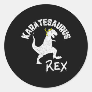 Karate Karatesaurus Rex Dinosaurier Funny Martial  Runder Aufkleber