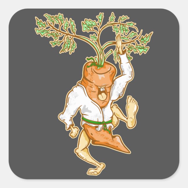 Karate Karottenmartial Arts Quadratischer Aufkleber (Vorderseite)