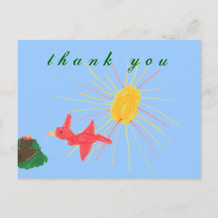 Karate Kat Graphics Vogelnest Dankeschön Postkarte