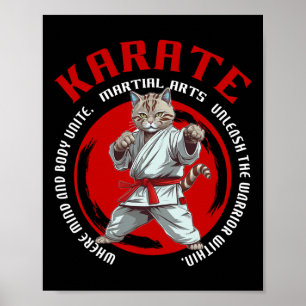 Karate Kat Krieger Kampfkunst Katze für Kinder Poster