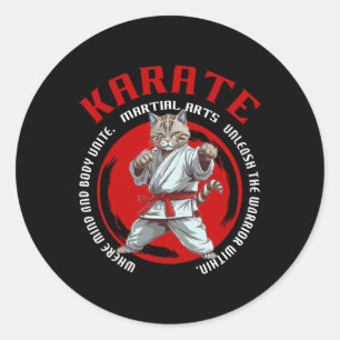 Karate Kat Krieger Kampfkunst Katze für Kinder Runder Aufkleber