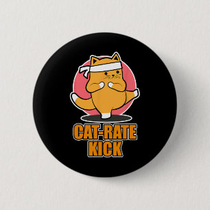Karate-Katze-Design für Sportfans - Katze-ten Kick Button