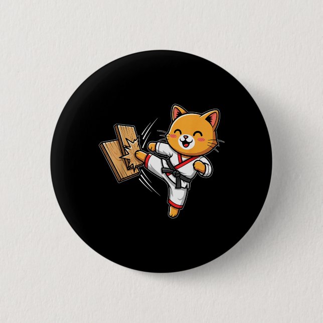 Karate Katze Taekwondo Button (Vorderseite)
