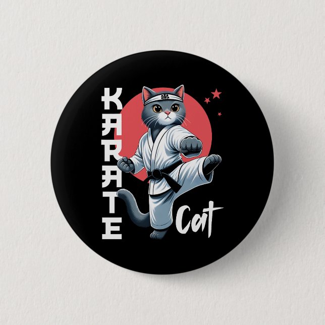 Karate-Katzengi schwarzer Gürtel Kampfsport Kick F Button (Vorderseite)