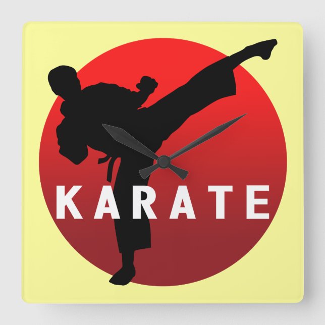 KARATE keri 2 Quadratische Wanduhr (Vorderseite)