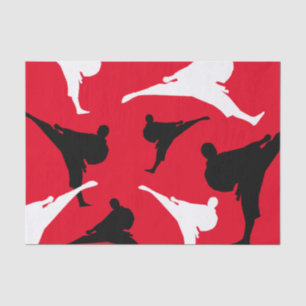 Karate Kick Pose Silhouetten Kampfsport Thema Seidenpapier