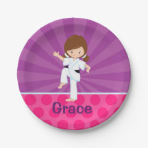 Karate Kid Girl Lila Rays Papierplatte 12 cm