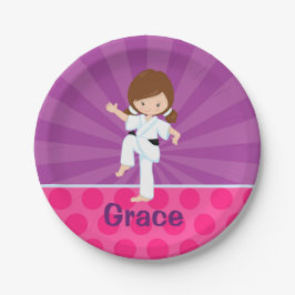 Karate Kid Girl Lila Rays Papierplatte 12 cm Pappteller