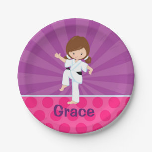 Karate Kid Girl Lila Rays Papierplatte 12 cm Pappteller