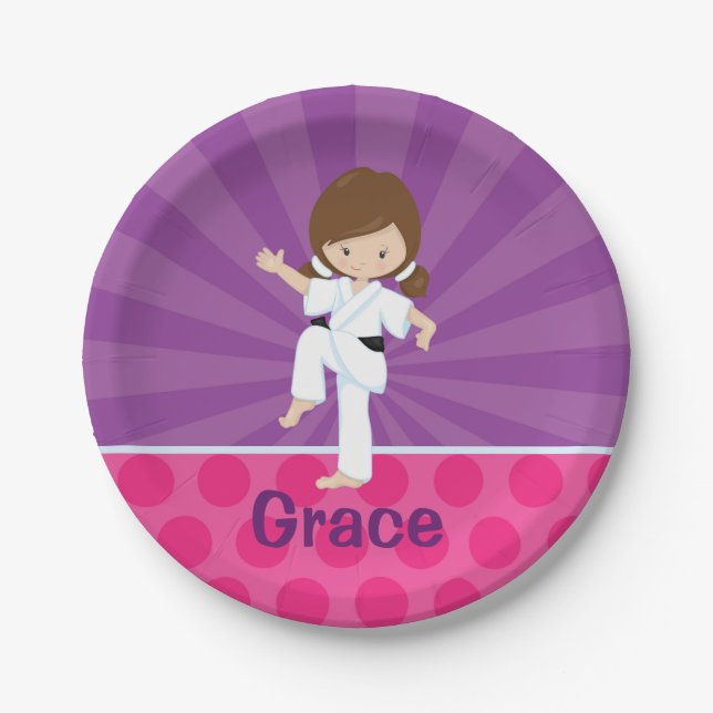 Karate Kid Girl Lila Rays Papierplatte 12 cm Pappteller (Vorderseite)