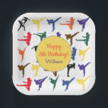 Karate Kids Boys Martial Arts Party Happy Birthday Pappteller<br><div class="desc">Moderne,  bunte Karate-Silhouetten,  um das Karate-Kind des Hauses in seiner Geburtstagsparty mit einem sportlichen Fest Thema zu ergänzen. Machen wir ein einzigartiges und originelles Fest mit diesem lustigen Kampfkunstdesign. Super niedlich und die perfekte Ergänzung für eine tolle Karate Geburtstagsparty. Personalisieren Sie Alter und Name Ihres Kindes.</div>