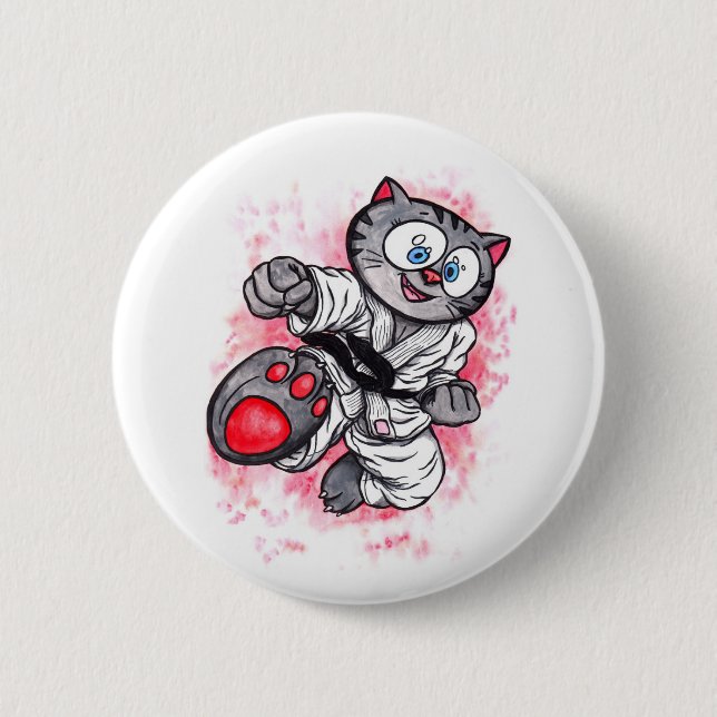 Karate Kitten Button (Vorderseite)