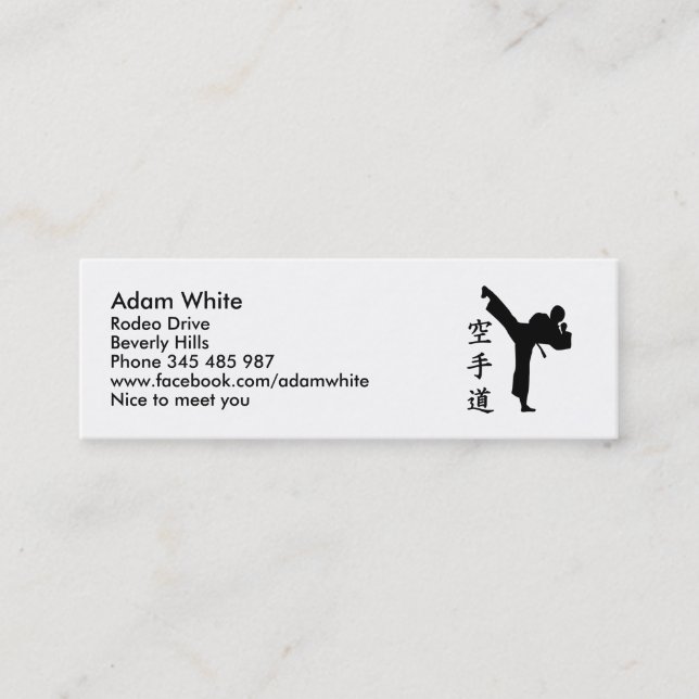Karate Kung Fu Mini Visitenkarte (Vorderseite)