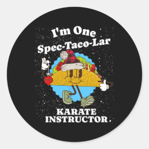 Karate-Lehrer Weihnachten Lustiger Taco Wortspiel Runder Aufkleber