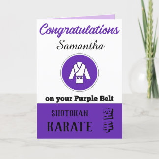 Karate Lila Belt Werbeaktion Glückwunschkarte Dankeskarte