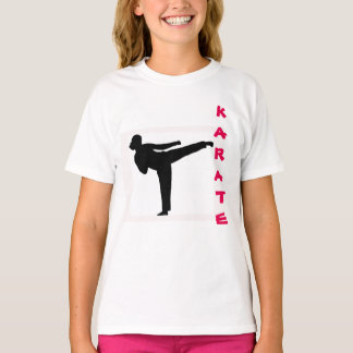 Karate-Mädchen-langes Hülsen-Shirt T-Shirt
