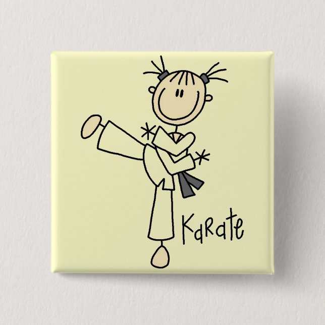Karate Mädchen T-Shirts und Geschenke Button (Vorderseite)