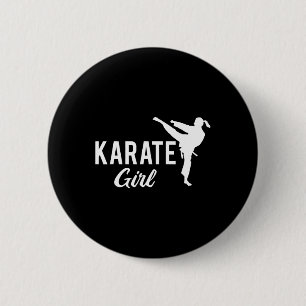 Karate-Mädchen Zopf Kämpferin Weiß Martial Arts Ta Button