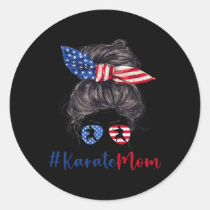 Karate Mama Usa American Flag Mütter Tagesgeschenk Runder Aufkleber
