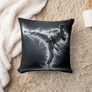 Karate Man mit Neon Energy Light Trails Kissen