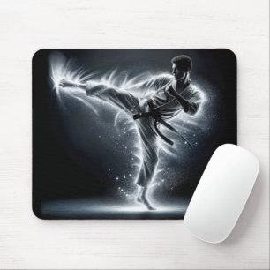 Karate Man mit Neon Energy Light Trails Mousepad