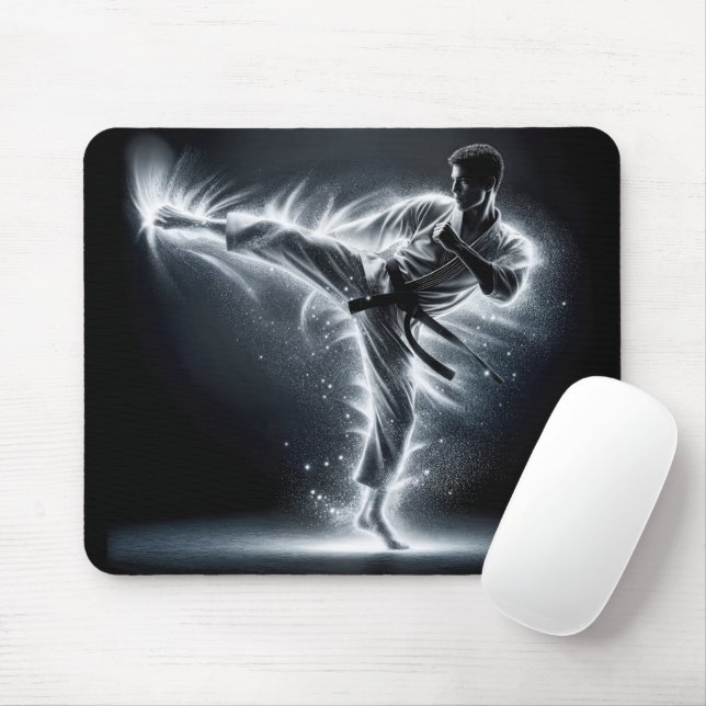 Karate Man mit Neon Energy Light Trails Mousepad (Mit Mouse)