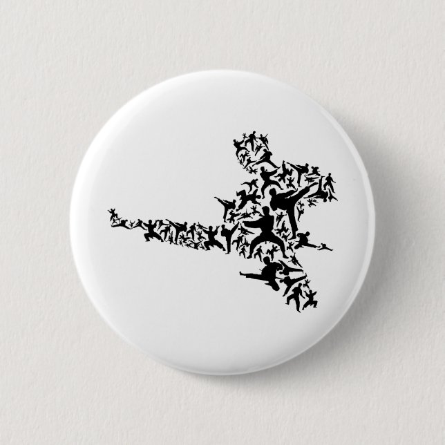 Karate Martial Arts Flying Kick Boxen Kickboxer T Button (Vorderseite)