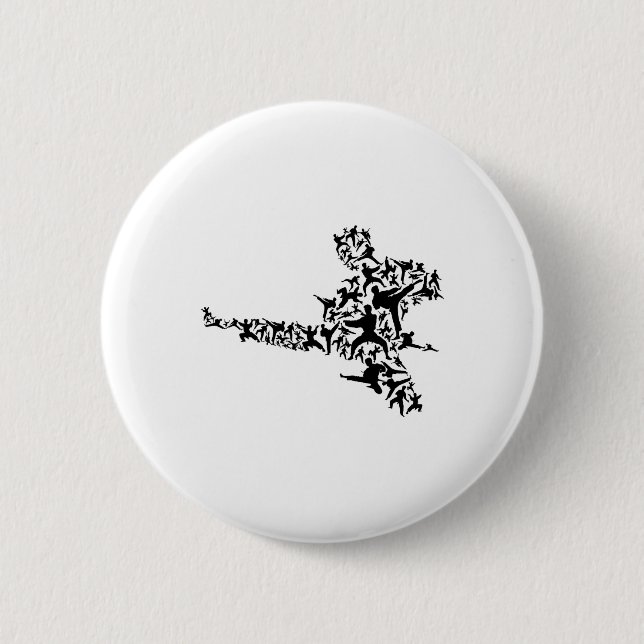Karate Martial Arts Flying Kick Boxing Kickboxer T Button (Vorderseite)