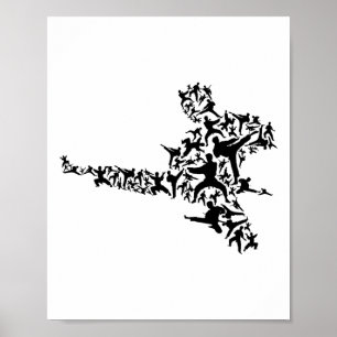 Karate Martial Arts Flying Kick Boxing Kickboxer T Poster