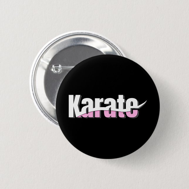 Karate Martial Arts Girly Pink Button (Vorne & Hinten)